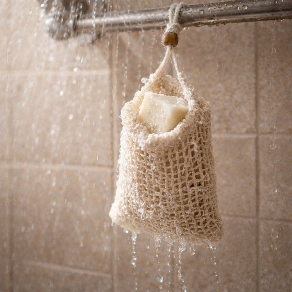 Natural Fiber Medallion Scrub Bag