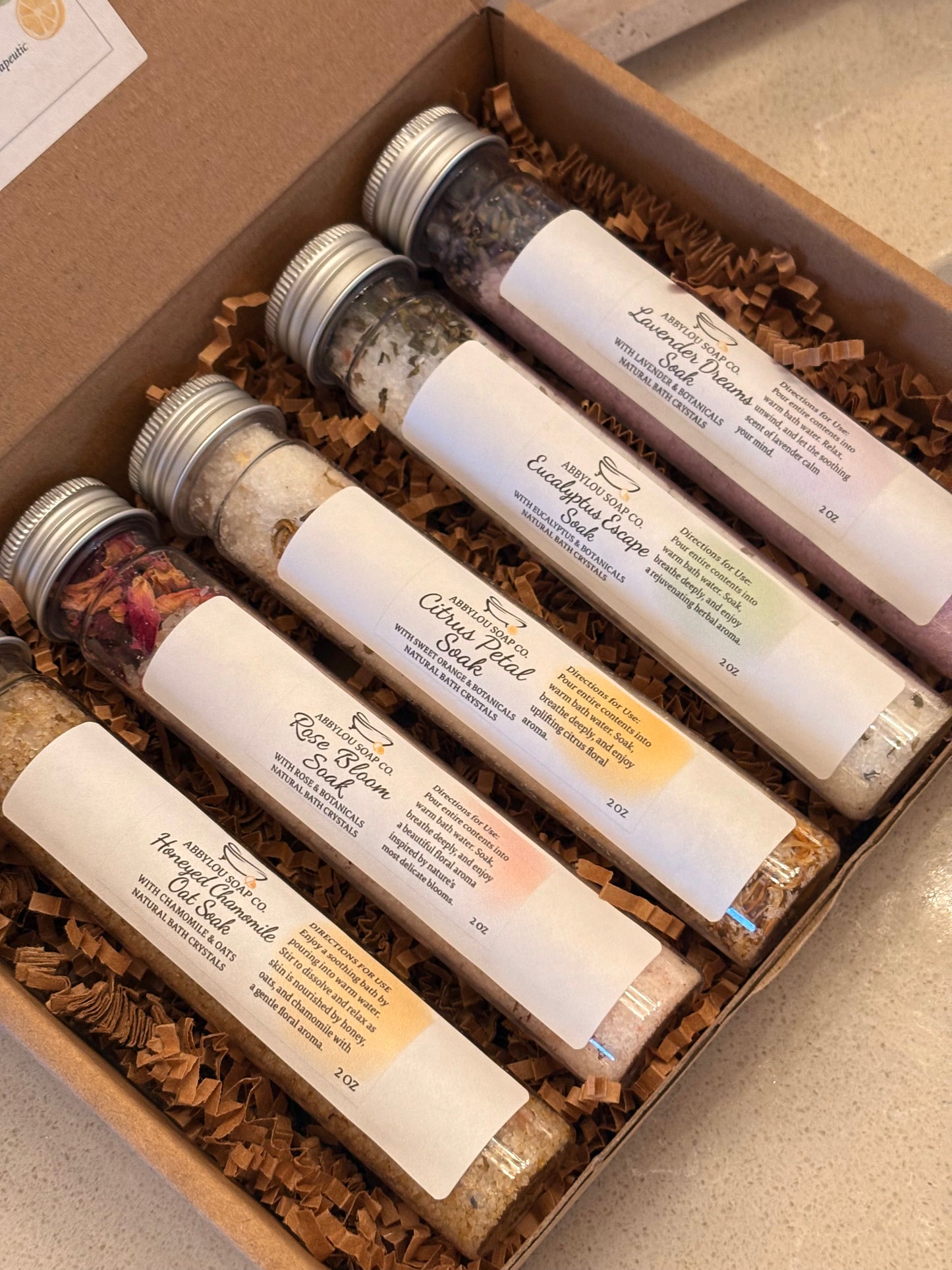 Botanical Soak Sampler-4 Pack with Bonus Honeyed Chamomile Soak