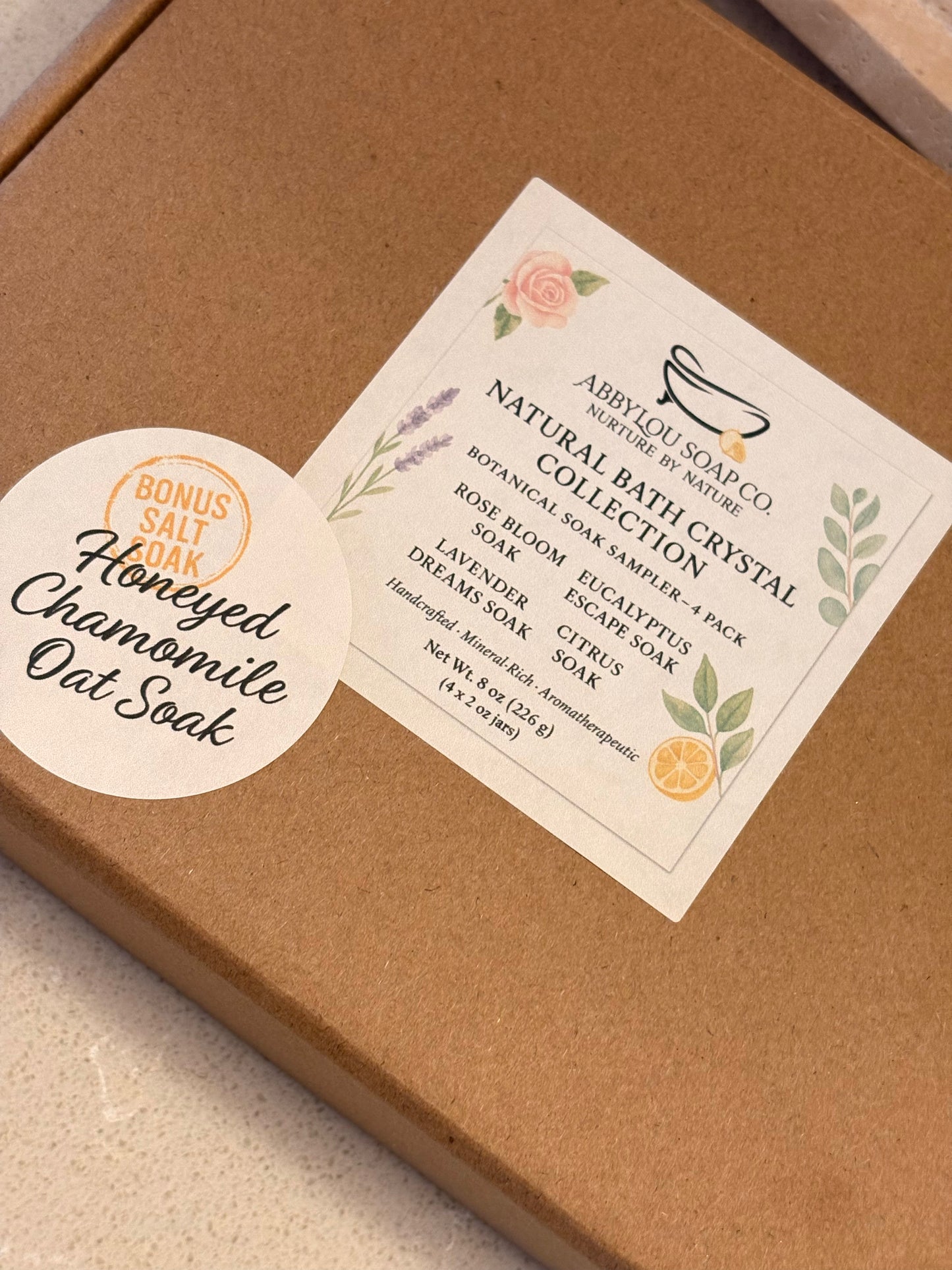 Botanical Soak Sampler-4 Pack with Bonus Honeyed Chamomile Soak