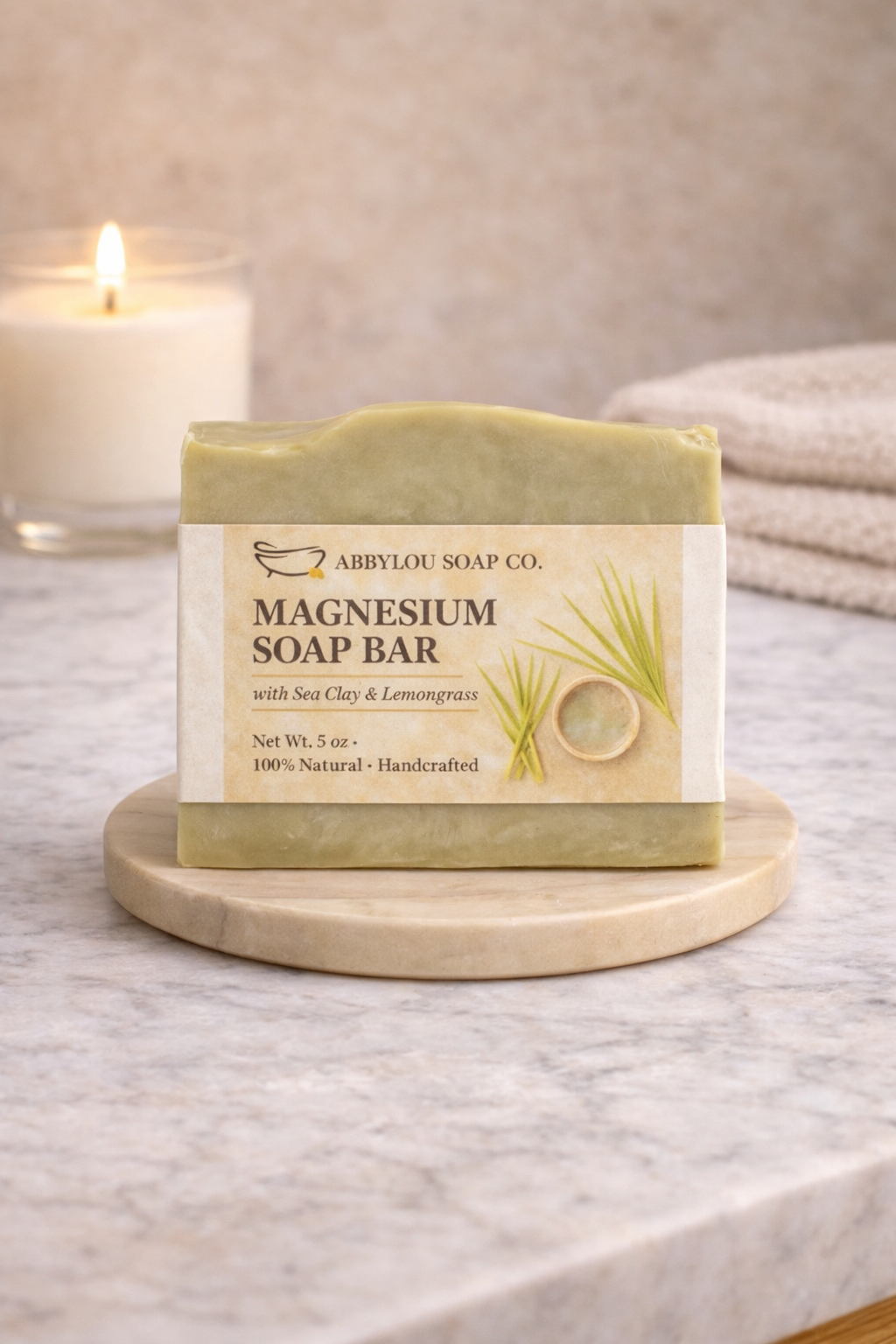 Magnesium Soap Bar - Sea Clay & Lemongrass