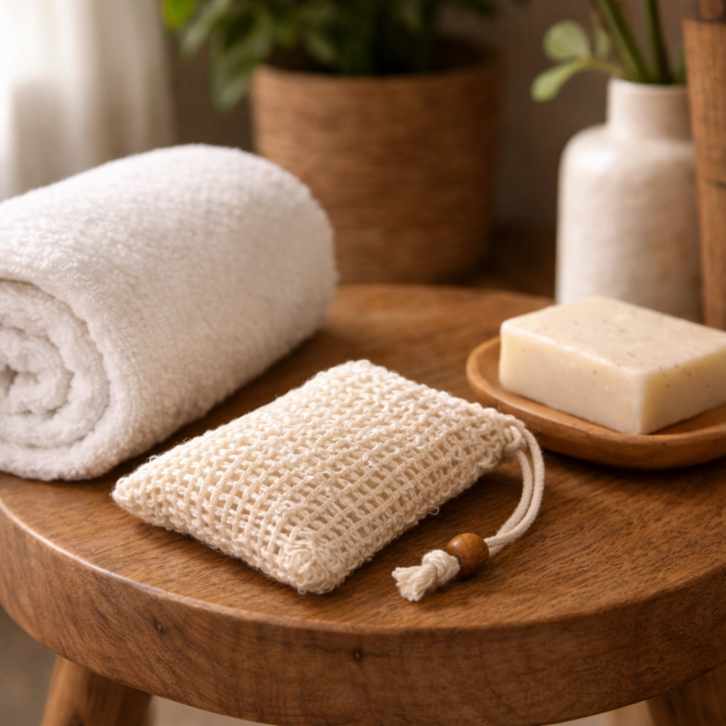 Natural Fiber Medallion Scrub Bag