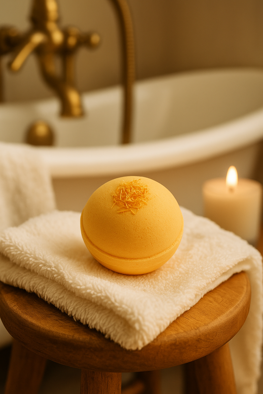 Calendula-Infused Sweet Orange Bath Bomb