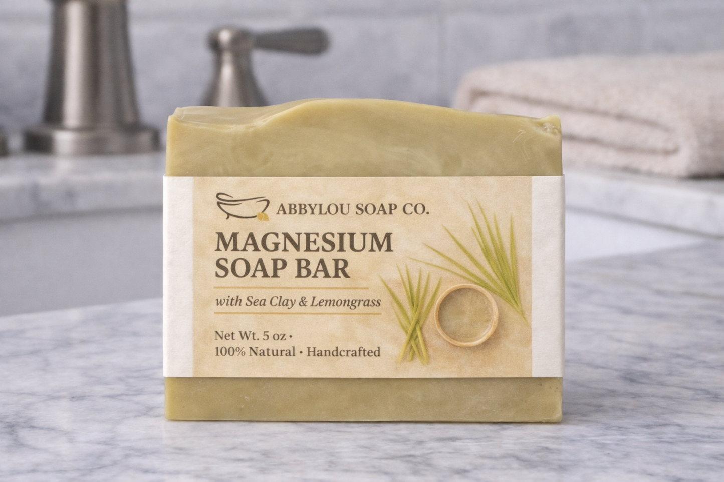 Magnesium Soap Bar - Sea Clay & Lemongrass